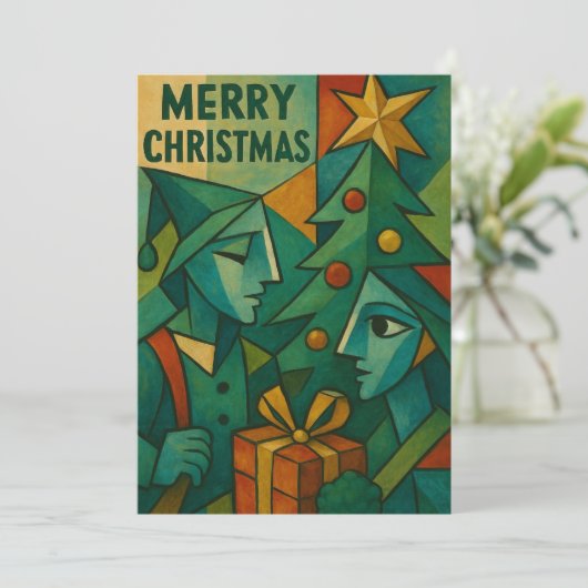 ピカソの目を通してクリスマスにキュビズムの有名人 招待状 (スタンド正面)