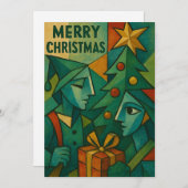 ピカソの目を通してクリスマスにキュビズムの有名人 招待状 (正面/裏面)