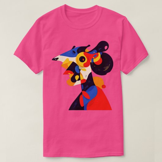 ピカソスタイルドッグアンドマン Tシャツ (デザイン正面)