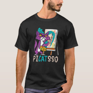 ピカソ先生アーティスト画家猫の絵描き猫飼い Tシャツ