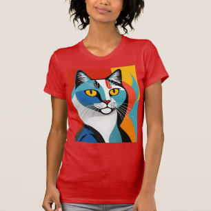 ピカソ，ネコ，家族，キッチ，アート，ウィスカーカラフル,P Tシャツ