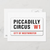 ピカディリーサーカス、ロンドン通り標識 ポストカード (正面/裏面)