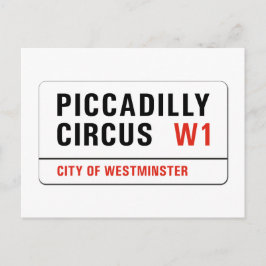 ピカディリーサーカス、ロンドン通り標識 ポストカード
