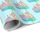 ピカハッピーバースデーカップケーキラッピング紙 ラッピングペーパー (ロールコーナー)