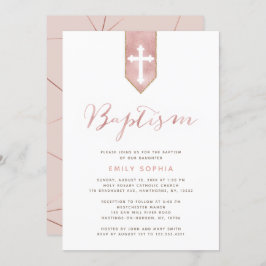 ピカピカのローズバプテスマ招待状 招待状