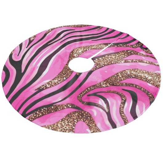 ピカラフルッモダンクグリッタートラストライプのパターン フリース ツリースカート (アングル)