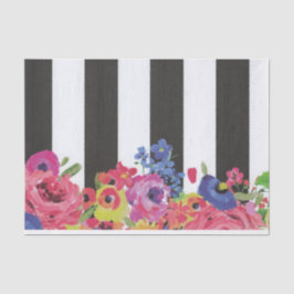 ピカラフル鮮やかンストライプフローラコラージュ 薄葉紙