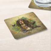 ピカルディスパニエル犬,狩りシーズン スクエアペーパーコースター (アングル)