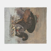 ピカルディスパニエル犬、狩りシーズン フリースブランケット (正面(横))