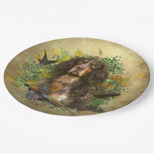 ピカルディスパニエル犬,狩りシーズン ペーパープレート (アングル)