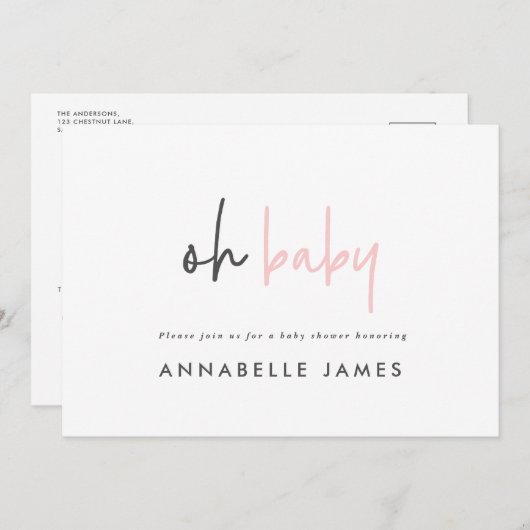 ピガーリーックモダンタイポグラフィコンテンポラリーシック 招待状 (正面/裏面)