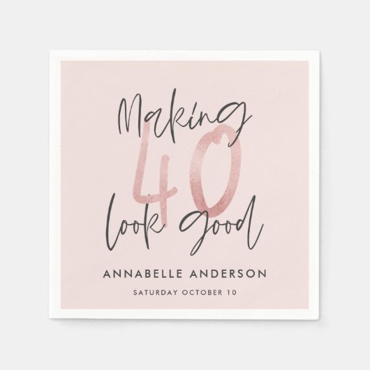 ピガーリーッスタイリッシュクモダングリッター40歳の誕生日 スタンダードカクテルナプキン (正面)