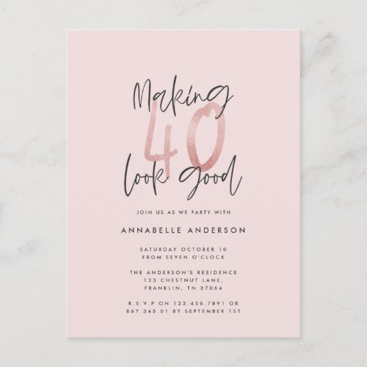 ピガーリーッスタイリッシュクモダングリッター40歳の誕生日 ポストカード (正面)