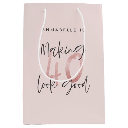 ピガーリーッスタイリッシュクモダングリッター40歳の誕生日 ミディアムペーパーバッグ (正面)