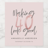 ピガーリーッスタイリッシュクモダングリッター40歳の誕生日 ワインラベル (シングルラベル)