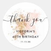 ピガーリーッスタイリッシュク金ゴールド40歳の誕生日に感謝 ラウンドシール (正面)