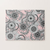 ピガーリーッモダンク白黒フローラスケッチ ジグソーパズル (横)