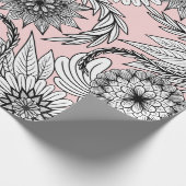 ピガーリーッモダンク白黒フローラスケッチ ラッピングペーパー (角)