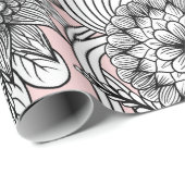 ピガーリーッモダンク白黒フローラスケッチ ラッピングペーパー (ロールコーナー)