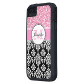 ピガーリーンクグリッターブラックダマパーソナライズされたスク Case-Mate iPhoneケース (裏面左)