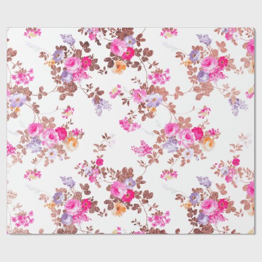 ピガーリーンクローズ金ゴールドカントリーシックヴィンテージフローラw ラッピングペーパー (フラット)