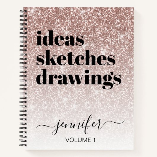 ピガーリーンクローズ金ゴールドグリッター ノートブック (正面)