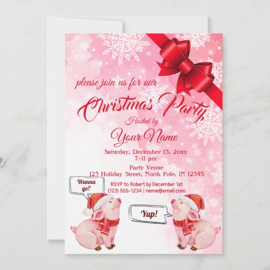 ピギーのパーティークリスマス招待状 招待状 (正面)