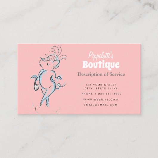 ピギーガーリーおもしろいピンクブティックビジネスカード 名刺 (正面)