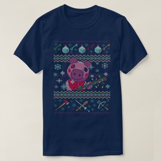 ピギークリスマスセーター Tシャツ (デザイン正面)