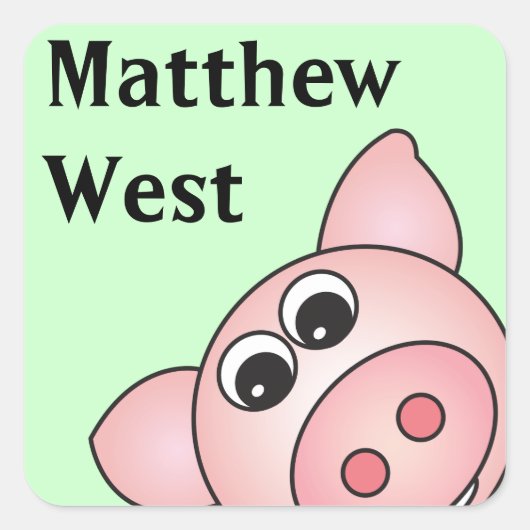 ピギーステッカーをイギーパーソナライズされたする スクエアシール (正面)