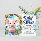 ピギーパレードウォーターカラーファームベビーシャワー 招待状 (スタンド正面)