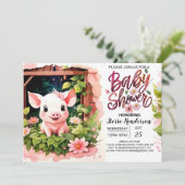 ピギーピンクパーティーフローラベビーシャワー 招待状 (スタンド正面)