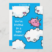 ピギーベビ飛んでいるーシャワー招待状 招待状 (正面/裏面)