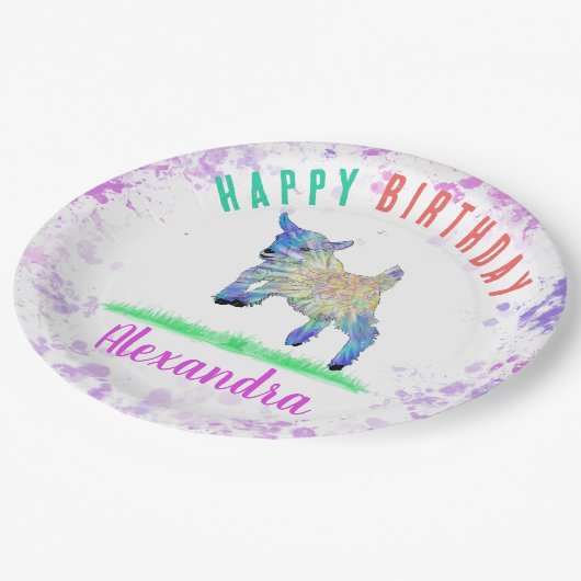 ピギーヤギの女の子の誕生日パーティー名 ペーパープレート (アングル)