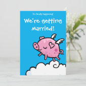 ピギー飛んでいる結婚式の招待 招待状 (スタンド正面)