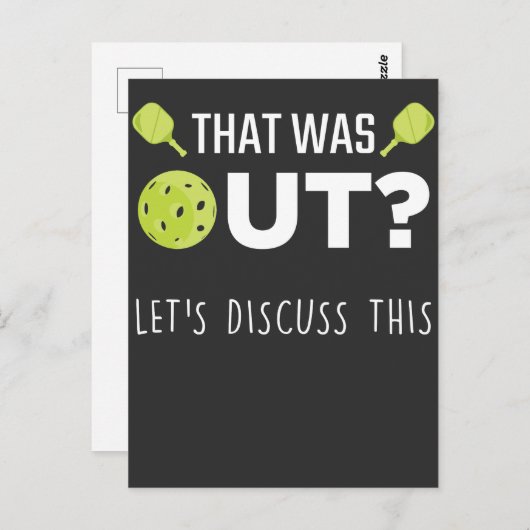 ピクおもしろいルボールがジョークラケットのスポーツマンと話し合う ポストカード (正面/裏面)