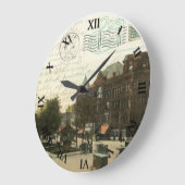 ピクアオハイオポストカード時計-市場広場1912 ラージ壁時計 (傾斜)