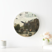 ピクアオハイオポストカード時計-市場広場1912 ラージ壁時計 (ホーム)