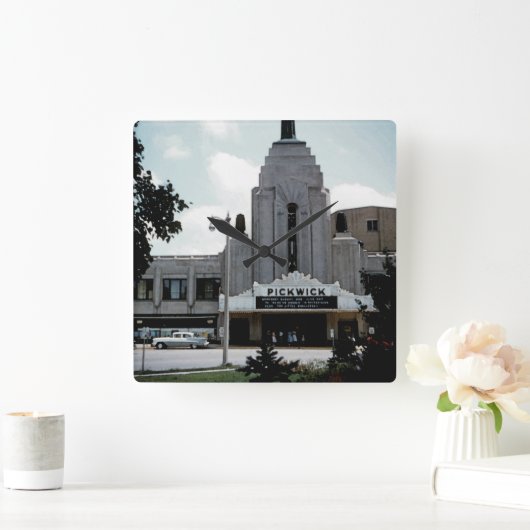 ピクウィック映画館パークリッジウォーターカラーアート スクエア壁時計 (ホーム)