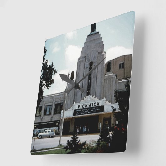 ピクウィック映画館パークリッジウォーターカラーアート スクエア壁時計 (傾斜)