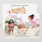 ピクシーと海賊のテーマパーティー招待状 招待状 (正面/裏面)