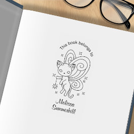 ピクシーキャット – フェアリーウィングス子猫蔵書票 ラバースタンプ