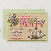 ピクシーズとパイレーツパーティーの招待状 招待状 (正面/裏面)