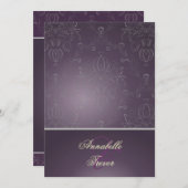 ピクシーディザインズ ドルチェ ダマスク / プラム+シルバーリーグレー 招待状 (正面/裏面)