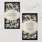 ピクシーディザインズ パボ ダマスク/ブラック＋パール 名刺 (正面/裏面)