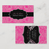 ピクシーディザインズ ピンク フィドーラ ダマスク/DIY カラー 名刺 (正面/裏面)