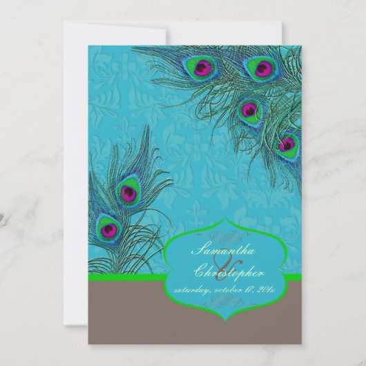 ピクシーデザインの孔雀のチャーム 招待状 (正面)