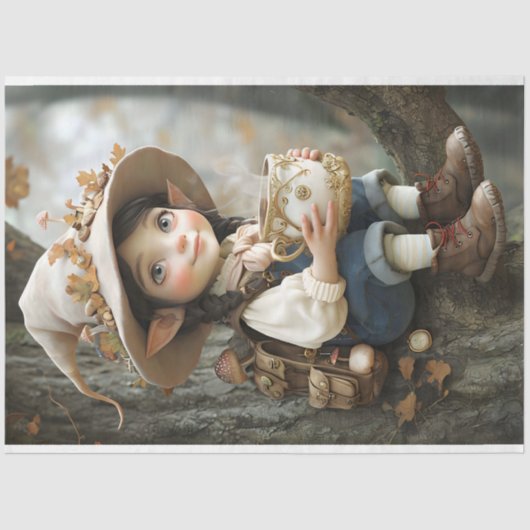 ピクシーベージュハット鏡右向きティッシュペーパー 薄葉紙 (正面)