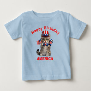 ピクシーボブ子猫 (1歳) 愛国少年Tシャツ ベビーTシャツ