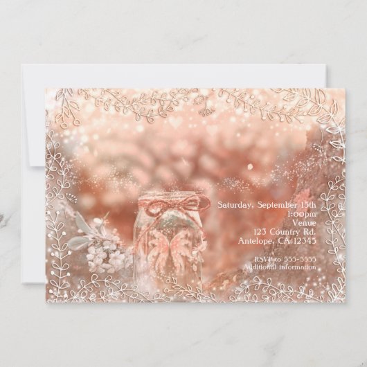 ピクシー妖精のウィングスパークルメイスンジャー招待状 招待状 (裏面)